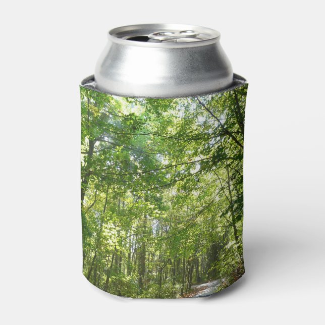 Sunlight on Wooded Path at Centennial Park Can Cooler (Can Front)