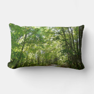 Sunlight on Wooded Path at Centennial Park Lumbar Cushion