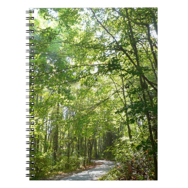 Sunlight on Wooded Path at Centennial Park Spiral Notebook (Front)