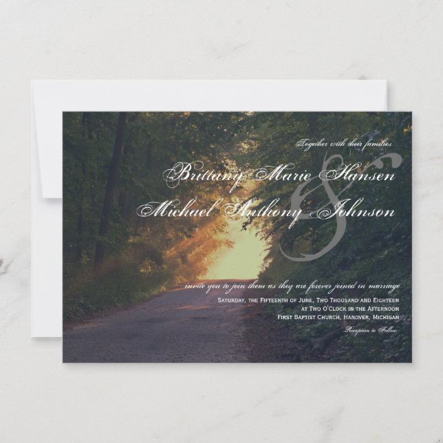 Sunlight Path of Trees Country Wedding Invitations (Front)