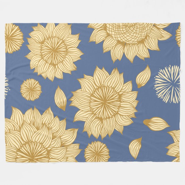 Sunlight Stillness in Country Blue Fleece Blanket (Front (Horizontal))