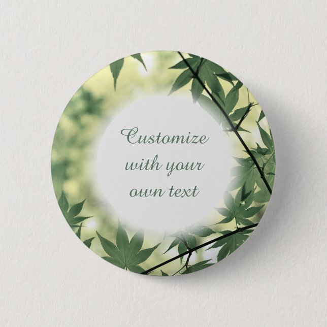 Sunlight Through Maple Leaves Custom Text 6 Cm Round Badge (Front)