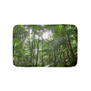 Sunlight Through Rainforest Canopy Tropical Green Bath Mat