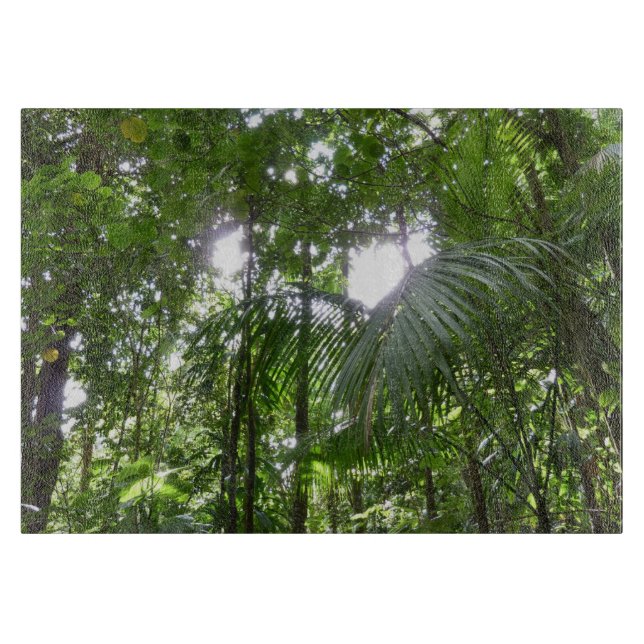 Sunlight Through Rainforest Canopy Tropical Green Cutting Board (Front)