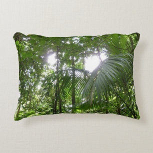 Sunlight Through Rainforest Canopy Tropical Green Decorative Cushion
