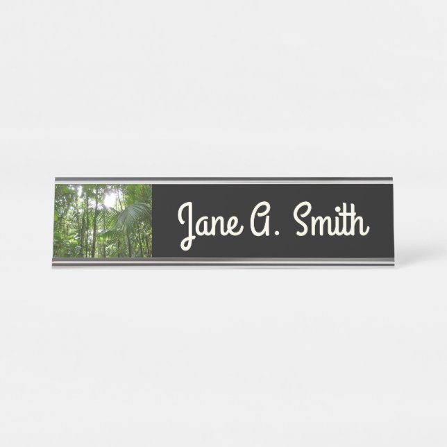 Sunlight Through Rainforest Canopy Tropical Green Desk Name Plate (Front)