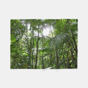 Sunlight Through Rainforest Canopy Tropical Green Fleece Blanket