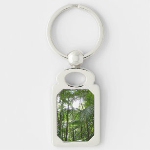 Sunlight Through Rainforest Canopy Tropical Green Key Ring