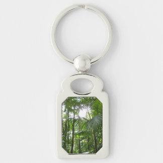 Sunlight Through Rainforest Canopy Tropical Green Key Ring