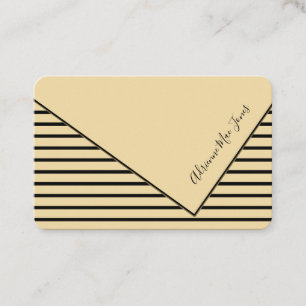 Sunlight Yellow & Black Stripes Faux Fold Over Business Card