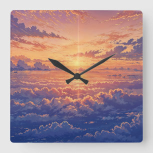 Sunlit Atmosphere - Vibrant Illustration Art Style Square Wall Clock