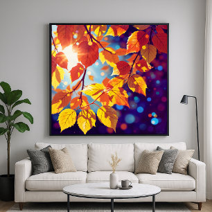 Sunlit Autumn Leaves Poster