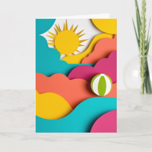 Sunlit Beach Ball Collage Card