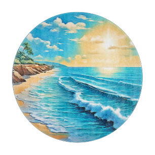 Sunlit Beach Waves Design  Cutting Board