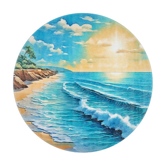 Sunlit Beach Waves Design  Cutting Board (Front)
