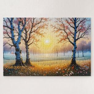 Sunlit Birch Forest Clearing Jigsaw Puzzle