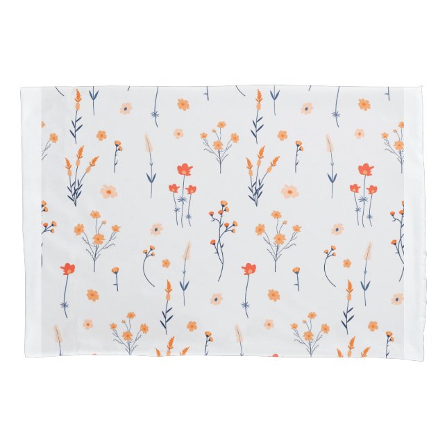 Sunlit Blossoms Pillow – Abstract Gold Leaf Floral Pillowcase (Front)