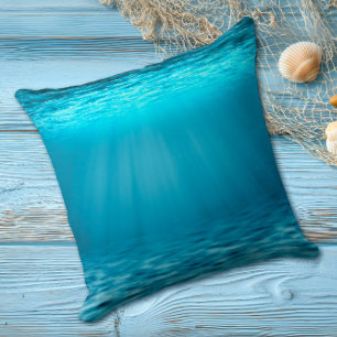 Sunlit Blue Ocean Underwater Scene Cushion