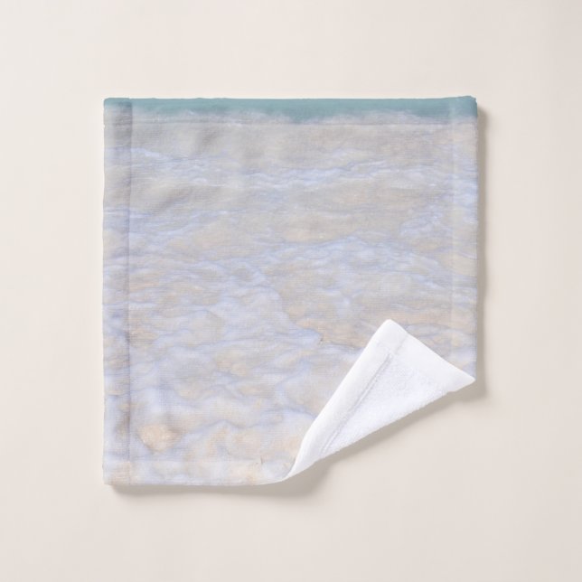 Sunlit Caribbean Sea Beach Foam 1 Bath Towel Set (Wash Cloth)