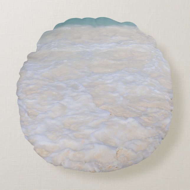 Sunlit Caribbean Sea Beach Foam 1 Round Cushion (Front)