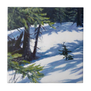 Sunlit Colorado Mountain Snow Scene Tile