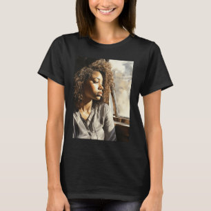 Sunlit Contemplation - A Black Woman Stares Out T-Shirt