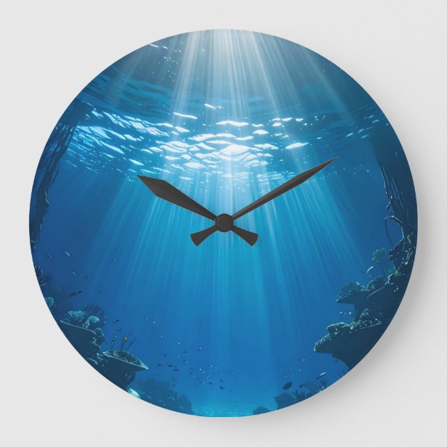 Sunlit Coral Reef Underwater Wall Clock (Front)