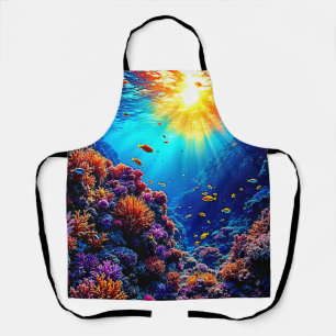 Sunlit Coral Reef Wonderland Apron