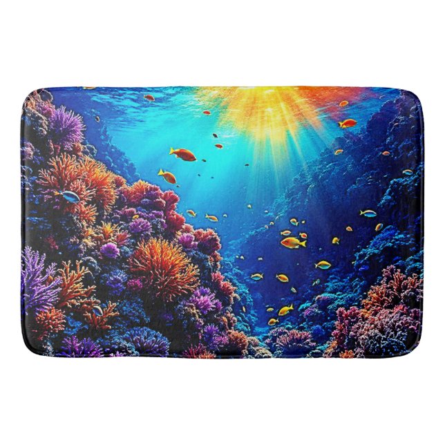 Sunlit Coral Reef Wonderland Bath Mat (Front)