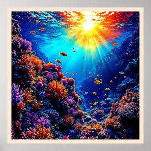 Sunlit Coral Reef Wonderland Poster