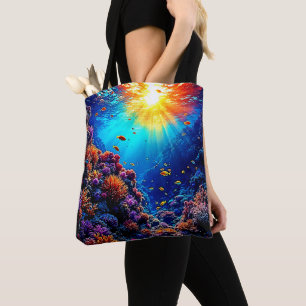 Sunlit Coral Reef Wonderland Tote Bag