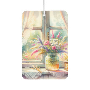 Sunlit Cottage Window Wildflowers Car Air Freshener