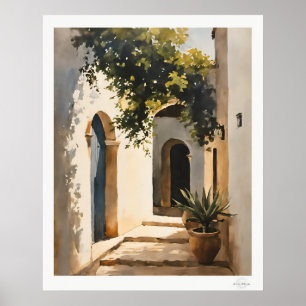 Sunlit Courtyard Arch Poster