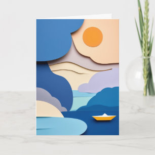 Sunlit Cut-Paper Boat Card