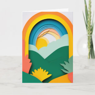 Sunlit Cut-Paper Landscape Card