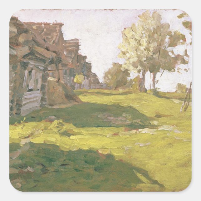 Sunlit Day. A Small Village, 1898 Square Sticker (Front)