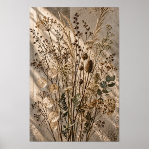 Sunlit Dried Wildflower Botanical Wall Art