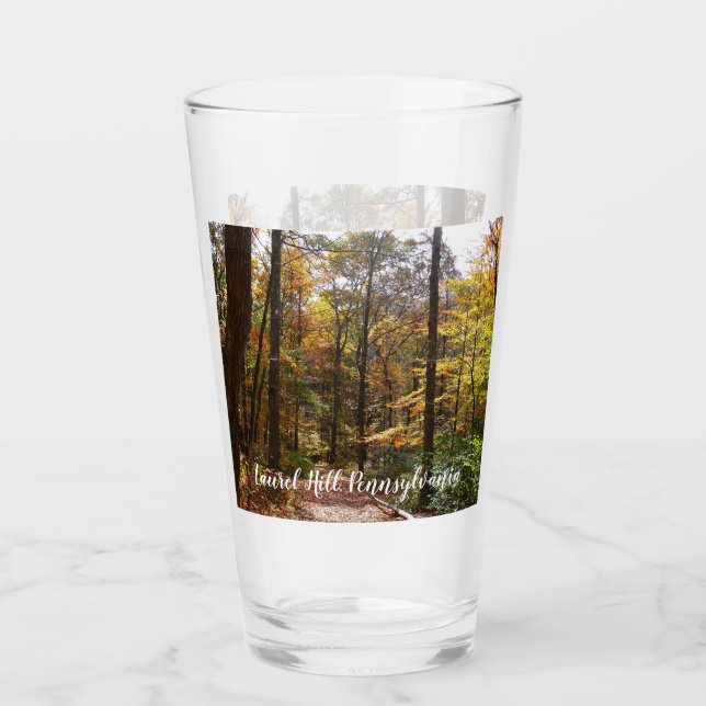 Sunlit Fall Trail in Laurel Hill State Park Glass (Front)