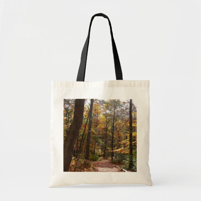 Sunlit Fall Trail in Laurel Hill State Park Tote Bag (Front)