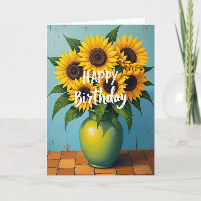 Sunlit Flower Birthday Card (Front)
