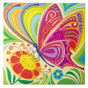 Sunlit Fluttering Flora Tile