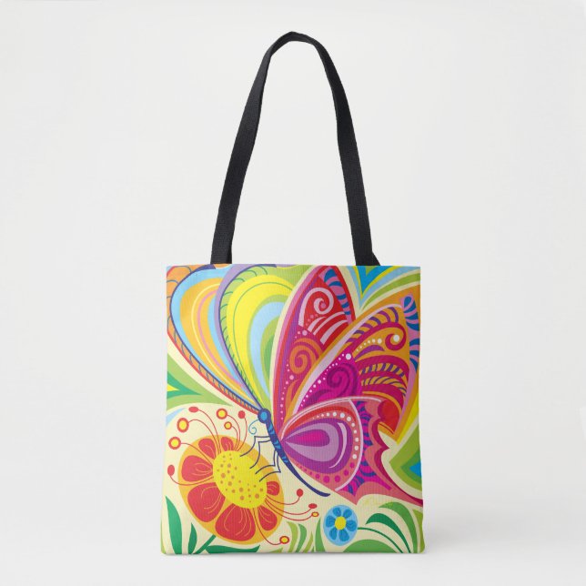 Sunlit Fluttering Flora Tote Bag (Front)