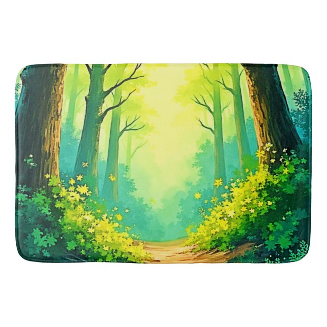 Sunlit Forest Path Bath Mat (Front)