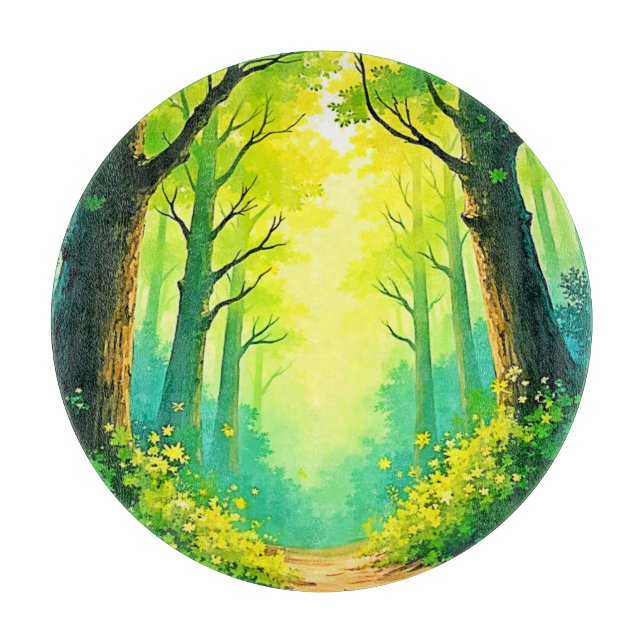 Sunlit Forest Path Cutting Board (Front)