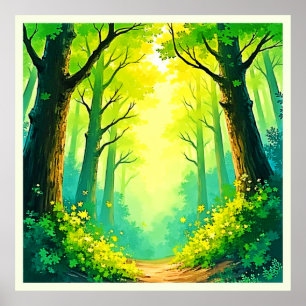 Sunlit Forest Path Poster