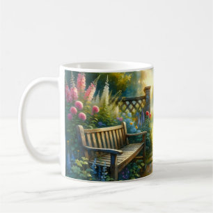 Sunlit Garden Pathway Gate Scene Coffee Mug
