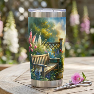 Sunlit Garden Pathway Gate Scene Insulated Tumbler