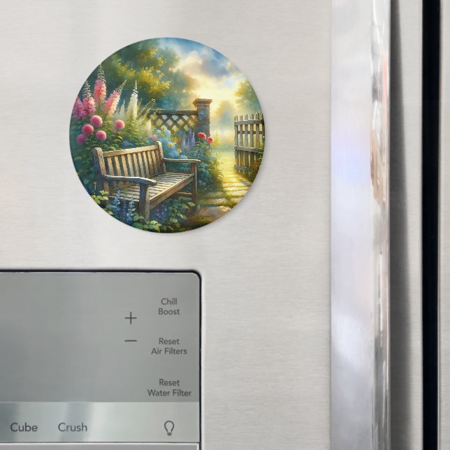 Sunlit Garden Pathway Gate Scene Magnet (In Situ (Fridge))