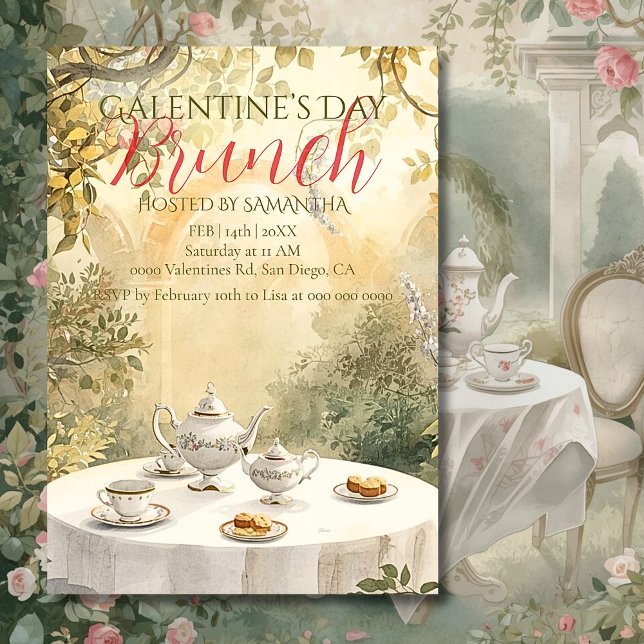 Sunlit Garden Tea Galentine Brunch Soft Florals Invitation (Creator Uploaded)