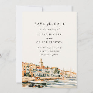 Sunlit Gold Mediterranean Dalmatian Coast Wedding Save The Date